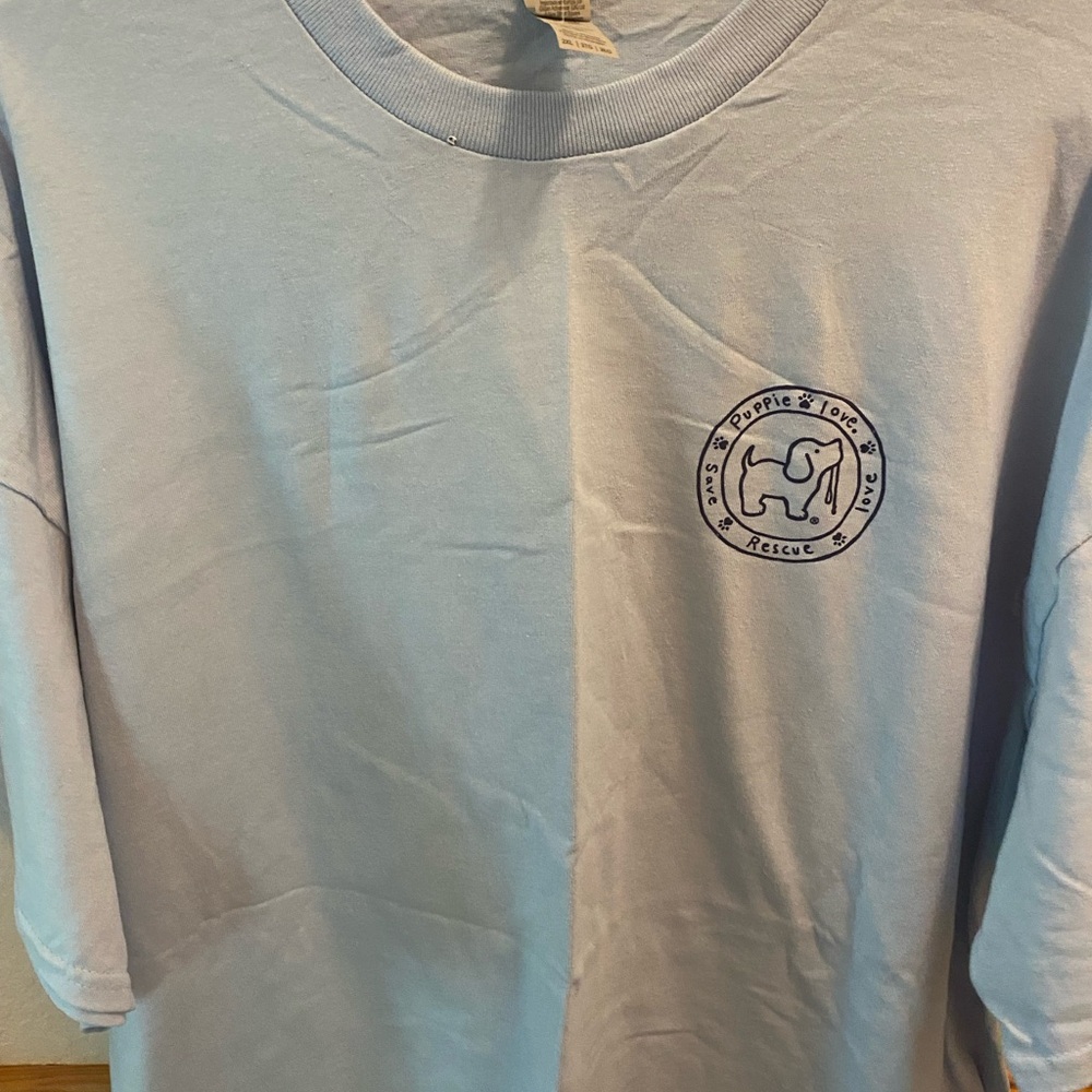 Puppie Love Light Blue Short Sleeve Tee XXL NWT - Picture 3 of 3